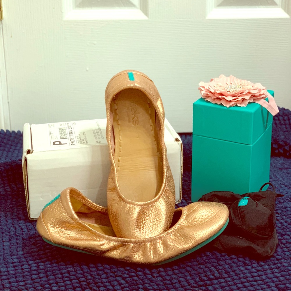 Tieks, Rose Gold Glam flats, size 7